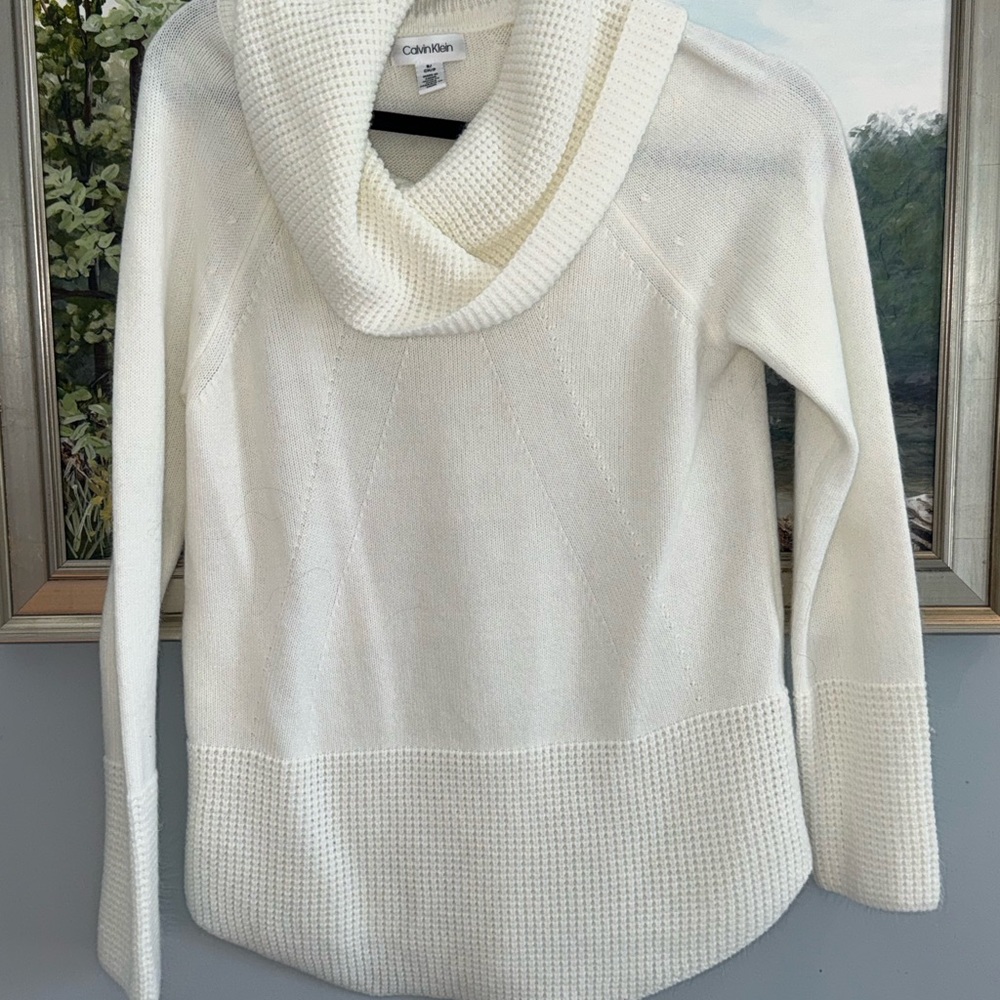 Calvin Klein Women's Cream Cowl Neck Sweater